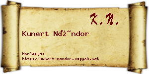 Kunert Nándor névjegykártya